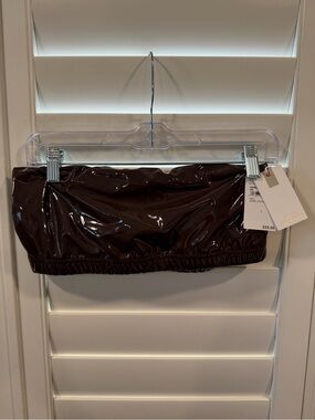 Good American Dark Brown Patent Bandeau Top
